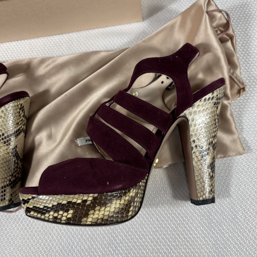 Prada Suede And Snakeskin Heels Sz 36 / US 5.5 w/ Dust‎ Bag & Box - Picture 4 of 16